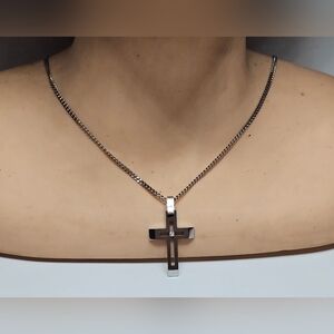 Designer Spartan Stainless Steel Cross with Diamond on Sartan Chain